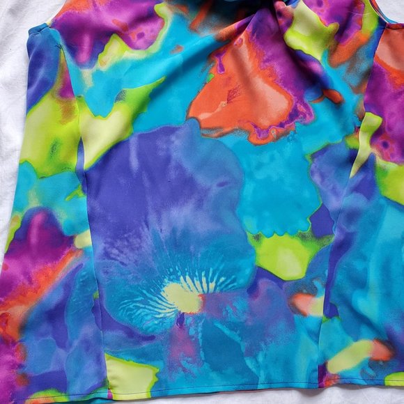 Worthington sz L tank top-gathered V neck off to 1 side - Picture 3 of 5